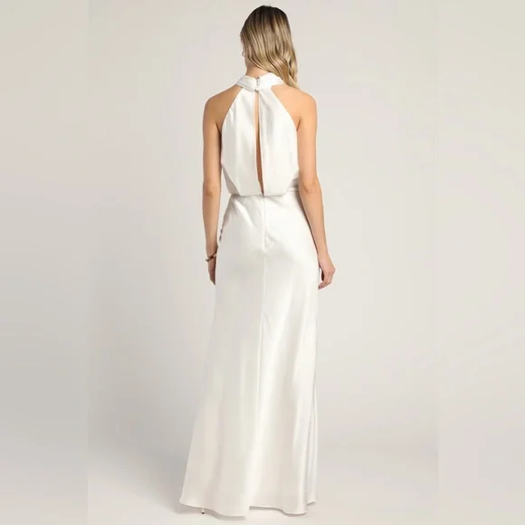 Dresses | Halter Satin White Dress | Poshmark